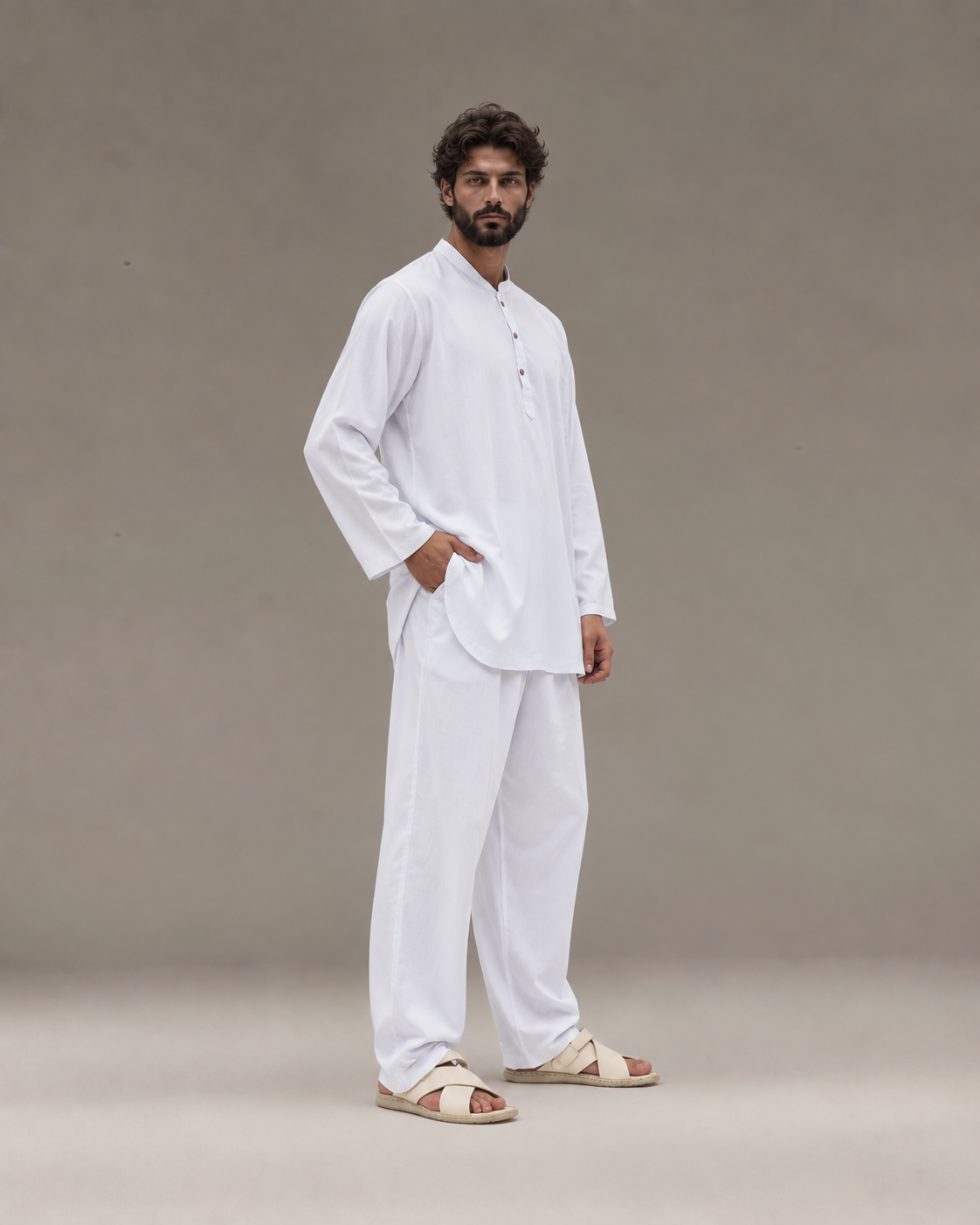 Erkek Pamuklu Uzun Kesim Umre Takımı