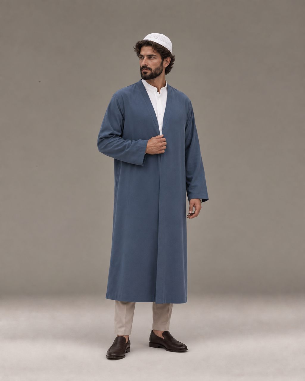Garam Klasik Kesim Erkek Namaz Cübbesi – Gri