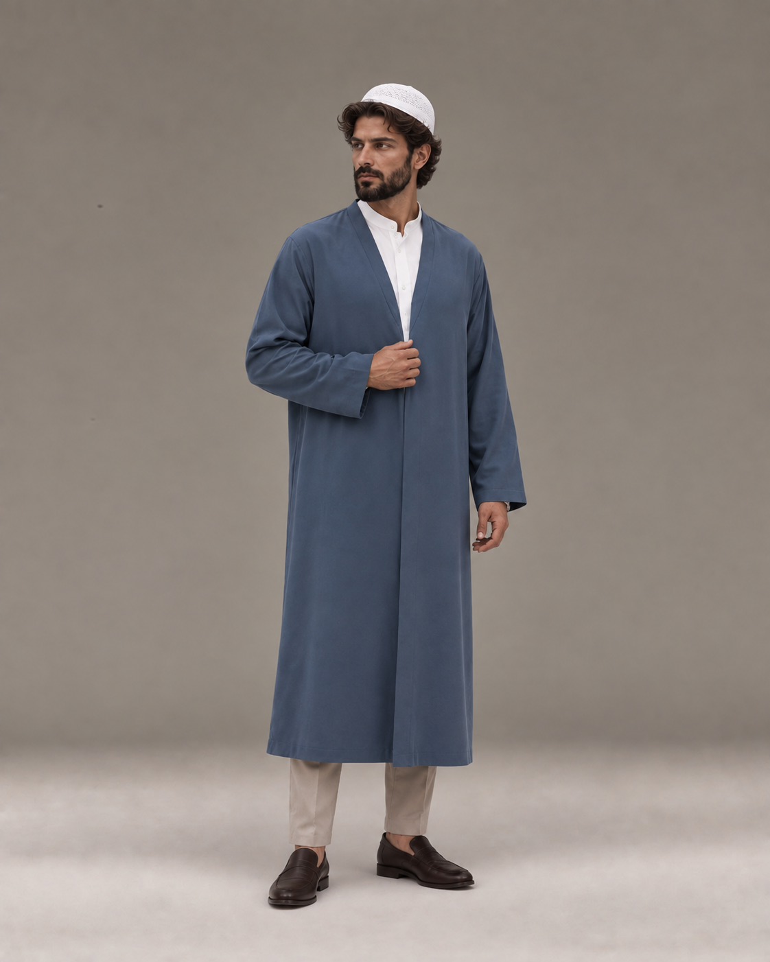Garam Klasik Kesim Erkek Namaz Cübbesi – Gri
