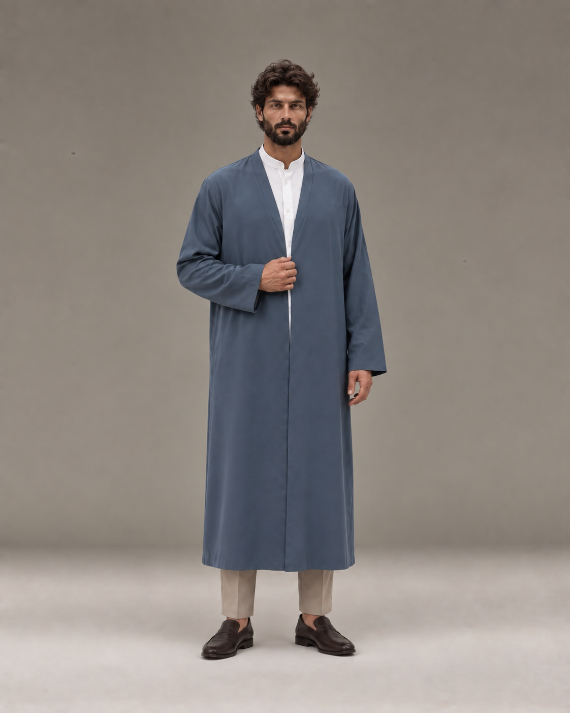Garam Klasik Kesim Erkek Namaz Cübbesi – Gri